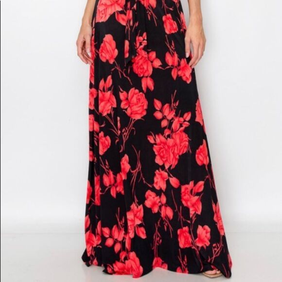 Red Roses Off Shoulder Maxi Dress - Picture 3 of 5